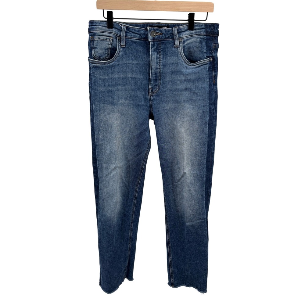 Kut‎ From The Kloth Mid Rise Straight Leg Frayed Raw Hem Denim Jeans Womens 10L